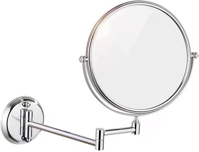 Wall Mounted Makeup Mirror, 3X Wall Mounted Magnifying Mirror Adjustable Height Double-Sided Mirrors for Bathroom Vanity,8 Inch Extendable Bathroom Mirror for Shaving 6 inches