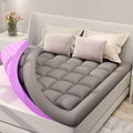 BDEUS Dual Layer 5 Inch Memory Foam Mattress Topper Queen Size, 2 Inch Gel Memory Foam Plus 3 Inch 1450 GSM Down Alternative Quilted Pillow Top Mattress Pad Cover,Dark Gray