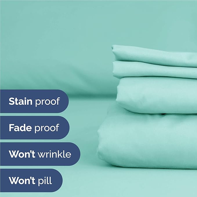 Full 6 Piece Sheet Set - Comfy Breathable & Cooling - Ultra Soft Hotel Luxury Bedding Set w/ 8-16 Inch Deep Pockets - 1 Flat & 1 Fitted Sheet & 4 Pillowcases - Wrinkle Free and Easy Care - Spa Blue