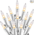 Minetom Clear Christmas String Lights 100 Count 26.5 Feet Incandescent Bulb Mini Lights for Indoor Xmas Tree Garland Birthday Wedding Party Festival Decoration, 2 Pack White Wire