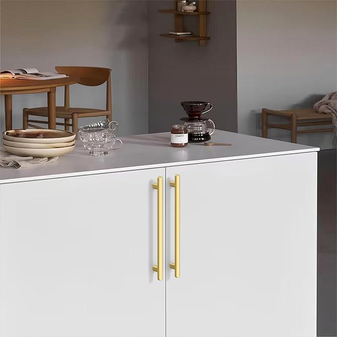 10 Pack 6.3 Inch(160mm) Kitchen Cabinet Handles Brushed Gold Cabinet Pulls Kitchen Cabinet Hardware Drawer Pulls for Cupboard Wardrobe
