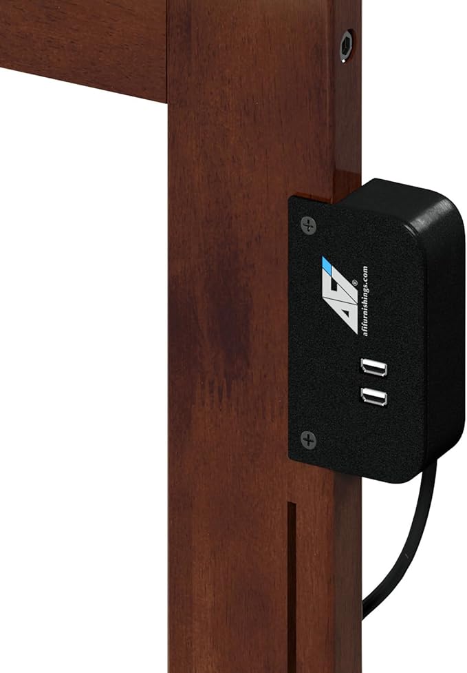 AFI, Madison King Solid Wood Panel Headboard with Attachable Charger, Walnut