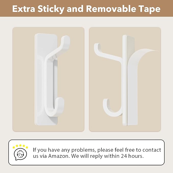 pickpiff Wall Hooks for Coat and Towel: 13LB Adhesive Door Hanger Stick on, White 6 Pack