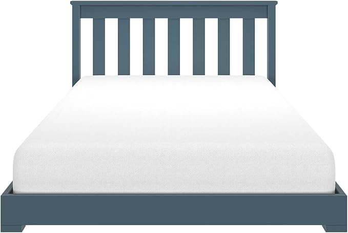 Max & Lily Classic Twin Floor Bed, 79.75 Inches, Solid Wood Low Bed Frame for Kids, Modern Floor Bed for Bedroom, Blue