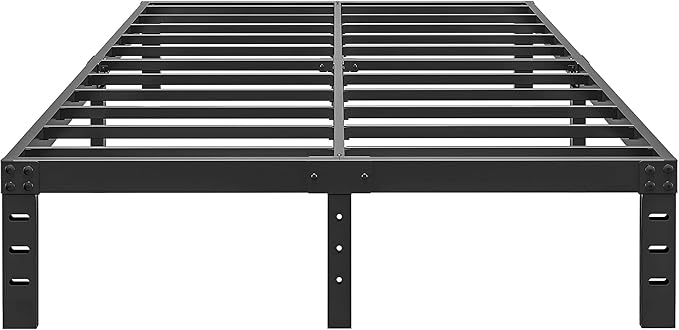ALDRICH 10 Inch Metal Full Size Bed Frame - Double Black Basic Steel Slats Platform, Easy Assembly Heavy Duty Noise Free Bedframes, No Box Spring Needed