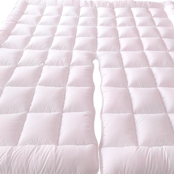 Royal Hotel Bedding Mattress Topper, Top-Split California King, 2 Inches Hypoallergenic Overfilled Down Alternative Anchor Bands Mattress Topper