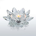 Crystal Lotus Flower Tealight Candle Holders/Glass Tea Light Candlestick Decor Decoration for Christmas Home Wedding Party… (Clean 1pc)