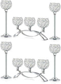 Crystal Tealight Candle Holder Centerpiece Home Decorative Candlestick Holder Elegant Table Centerpiece Home Decor Wedding Party Anniversary (Silver, Set of 6)