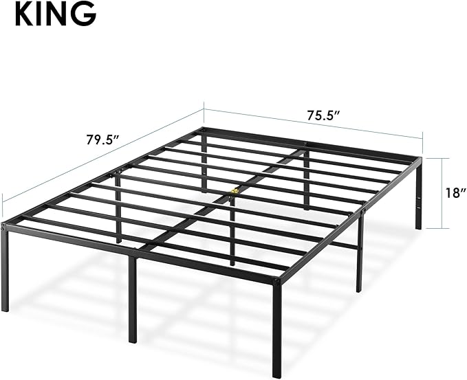 Best Price Mattress King Size Black Metal Bed Frame with 18 Inch Style
