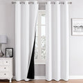 ChrisDowa 100% Blackout Curtains 72 inch Long for Bedroom with Black Liner, 2 Thick Layers Total Blackout Thermal Insulated Grommet Window Curtains 2 Panels Set (Pure White, 42 x 72 Inch)