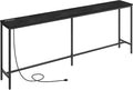 78.7" Console Table with Power Outlet, 11.8" Wide Narrow Sofa Table, Industrial Entryway Table with USB Ports, Behind Couch for Entryway, Hallway, Foyer, Living Room, Black CTBK320E01