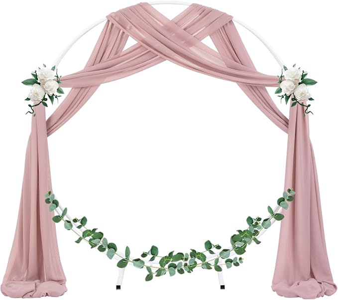 Socomi Wedding Arch Draping Fabric 3 Panels 29" x 19Ft Dusty Rose Sheer Chiffon Curtain Drapes 6 Yards for Wedding Ceremony Birthday Party Decoration