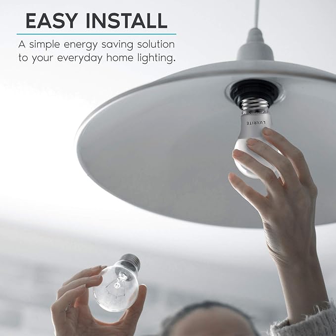 LUXRITE A15 LED Bulb 40W Equivalent, 7W, 5000K (Bright White), 600 Lumens, Enclosed Fixture Rated, Dimmable Ceiling Fan Light Bulbs, E26 Medium Base, UL Listed - Indoor and Outdoor (6 Pack)
