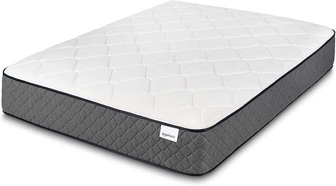 Amazon Basics Memory Foam Mattress, Queen Size Mattress, Hybrid, 12 Inch, Medium Feel, Motion Isolation Springs, White/Gray
