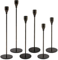 Black Taper Candle Holders: Tall Candlestick Holder Set of 6 Fireplace Mantle Decor Dinning Table Centerpiece Metal Candle Stand Halloween Decorations