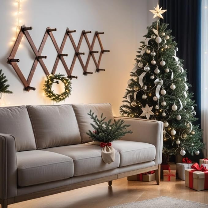 Hat Rack for Wall, Expandable Wall Hat Holder with 16 Hooks, 16 inch Wooden Wall Hook for Baseball Caps,Cowboy, Bag,Hoodie(Brown)