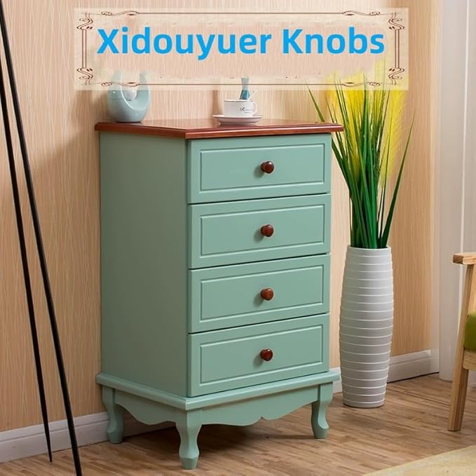 10Pack Round Wood Drawer Knobs Red Brown Finished Mushroom Shaped Kitchen Cabinet Pulls Handles Hardware for Kitchen Cabinets Furniture Dresser Wardrobe Cupboard Drawer Pulls Knobs