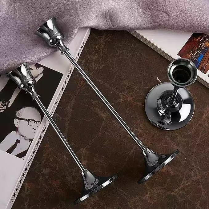 Candlestick Holder for Taper Candles Hi-Q Candle Holders (6PCS, Silver)