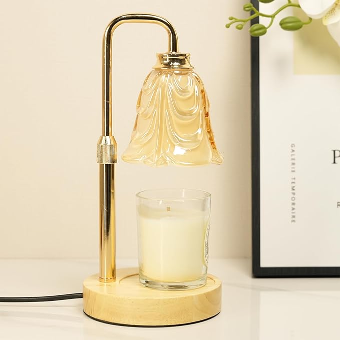 Tulip Candle Warmer Lamp, Adjustable Height, Dimmable Candle Warmer with Timer, Mom Womens Gifts for Birthday, Unique Home Decor Aesthetic (Off White)