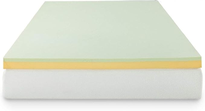 ZINUS 3 Inch Green Tea Memory Foam Mattress Topper, Pressure-Relieving Layers, CertiPUR-US Certified, Short Queen