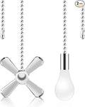 Ceiling Fan Pull Chains With Decorative, 2 Pieces Of Silver Ceiling Fan Chain Extenders 13.6 Inches Fit All Standard Ceiling Fans And Light Fixtures，Pull Chain Extension With Connector.