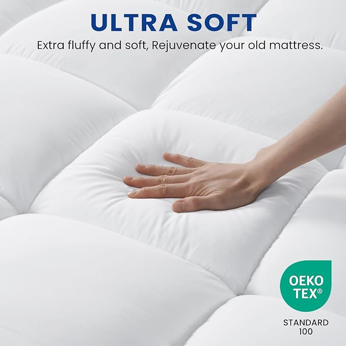 California King Mattress Topper,Extra Thick Pillowtop, Cooling and Plush Mattress Pad Cover for Back Pain,Soft Mattress Protector Cover with 8-21 Inch Deep Pocket(72''x84'')