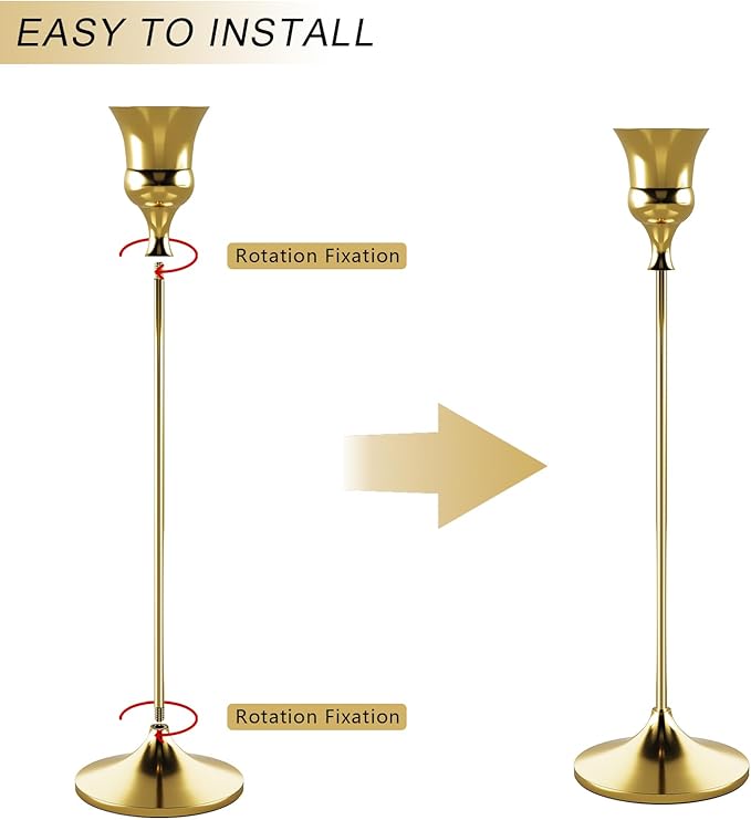 Candlestick Holders Gold, 12 Packs Taper Candle Holder for Candlesticks, Candle Sticks Holder Decor for Home Decor