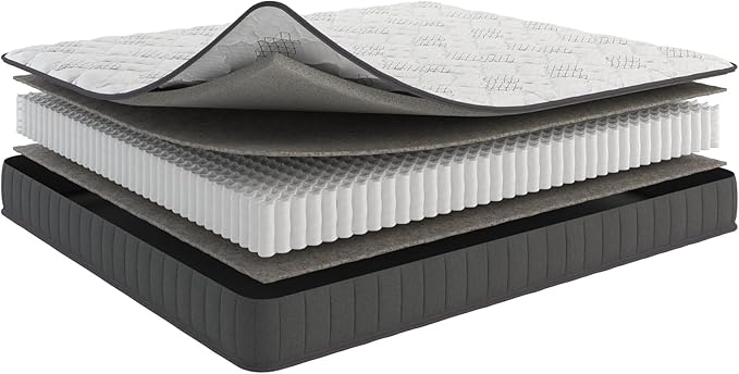 Ottomanson King 9" Hybrid Mattress - Medium-Firm Support - Made in USA - Individually Pocketed Coils & CertiPUR-US Foam - Fiberglass-Free - Bed in a Box