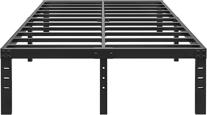 ALDRICH 14 Inch Metal Full Size Bed Frame - Double Black Basic Steel Slats Platform, Easy Assembly Heavy Duty Noise Free Bedframes, No Box Spring Needed