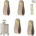Leather Drawer Pulls and Knobs Soft Cabinet Handles Modern Cabinets Door Knob for Furniture Cupboards Wardrobe Dresser Decorative Handle with Screw 4 Pcs (Flesh Color)