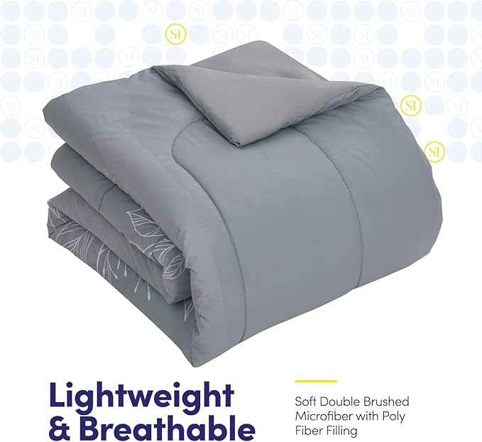 Sweet Home Collection 7 Piece Comforter Set Bag Solid Color All Season Soft Down Alternative Blanket & Luxurious Microfiber Bed Sheets, Florence, King