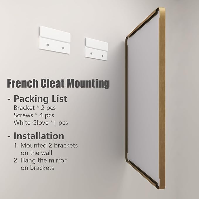 CAHRMOR 60x28 Brushed Gold Mirror for Bathroom, Golden Metal Framed Vanity Mirror, Large Rectangle Vanity Wall Mirror, Modern, Anti-Rust, Shatterproof (Horizontal/Vertical)