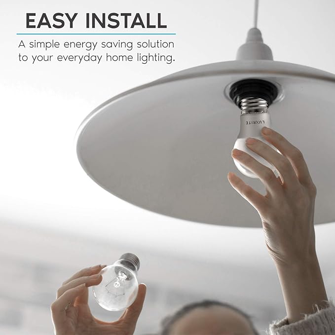 LUXRITE A15 LED Bulb 40W Equivalent, 7W, 4000K (Cool White), 600 Lumens, Enclosed Fixture Rated, Dimmable Ceiling Fan Light Bulbs, E26 Medium Base, UL Listed - Indoor and Outdoor (4 Pack)