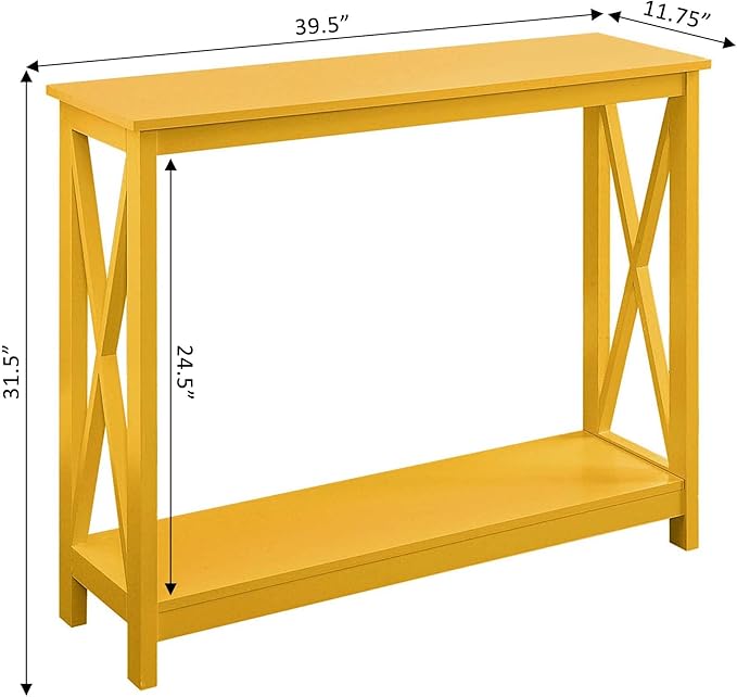 Convenience Concepts Oxford Console Table 39.5" - Sofa Table with Storage Shelf, Transitional Entryway Hall Table for Living Room and Bedroom, Display Foyer Table, Yellow