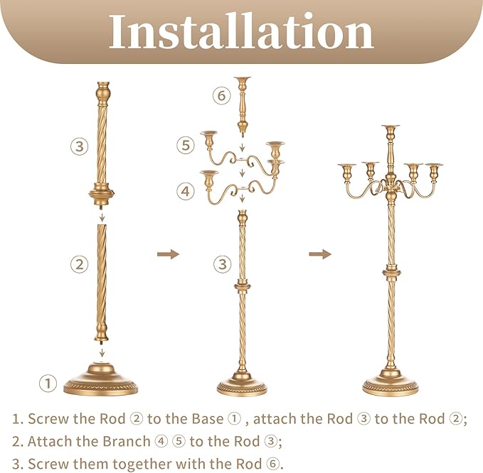 Sziqiqi Floor Candlestick Holder Gold Candelabra - 35inch Tall Candlestick Holders for Taper Candles Candle Sticks Holder Decor for Wedding Table Centerpiece Anniversary Ceremony 2pcs