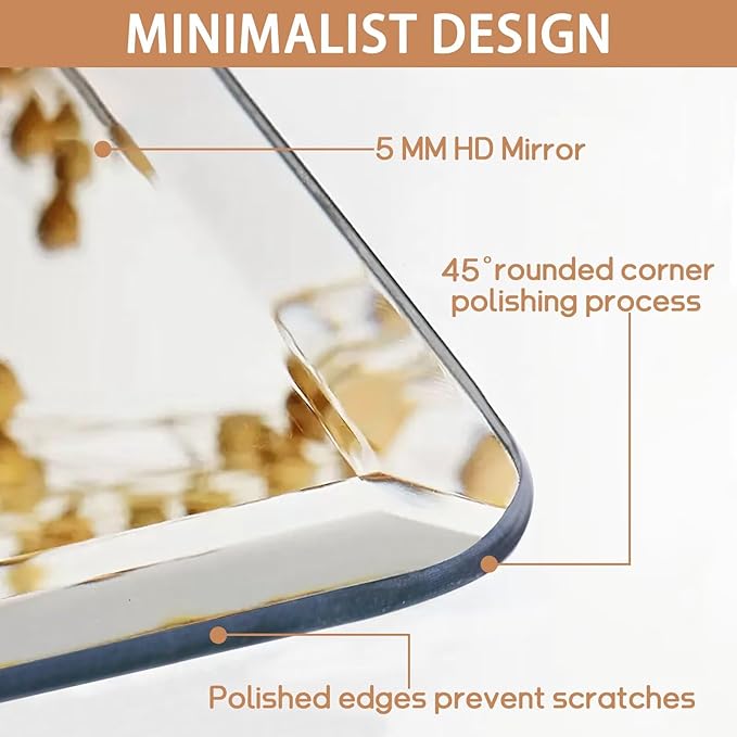 Frameless Bathroom Mirror for Over Sink,Wall Mounted Vanity Mirrors 12x16in,Rounded Rectangle Mirror Frameless with Polished Edge for Bedroom,Living Room,Entryway,Shatterproof (Horizontal/Vertical)