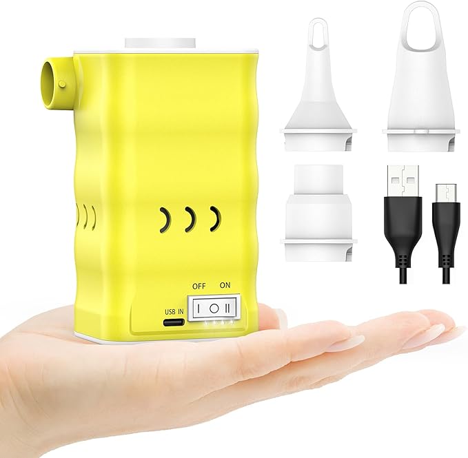 Air Mattress Pump: Rechargeable 6000mAh Portable Battery Air Pump, Quick-Fill Electric Air Inflator Deflator for Outdoor Camping Inflatable Bed Pool Boat Float Raft Swimming Rings Vacuum Bag