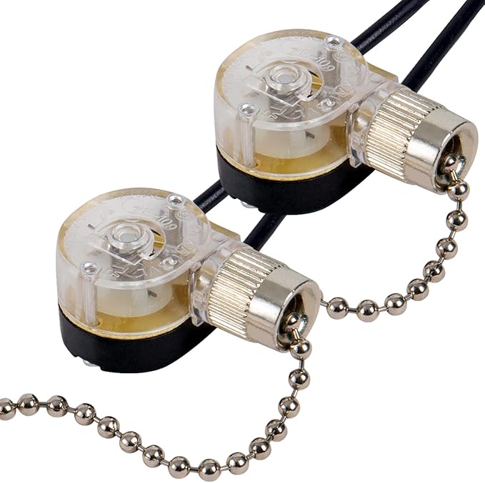 Pull Chain Switch Zing Ear ZE-109 Ceiling Fan Switch Ceiling Fan Light Lamp Replacement 2 Pack Nickel