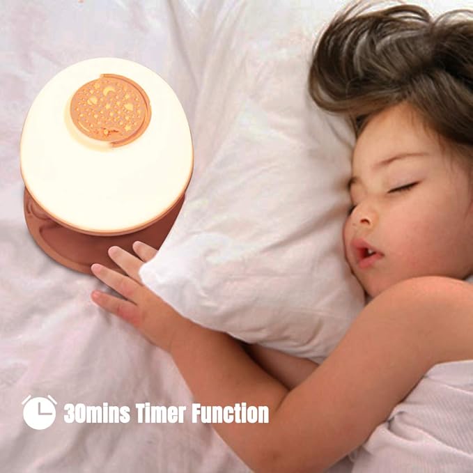 LICKLIP Toddler Night Light Lamp, Dimmable LED Bedside Lamp with Star Projector, Kids Lights Timer Design & Color Changing, Portable Rechargeable Cute Gifts for Children Bedroom