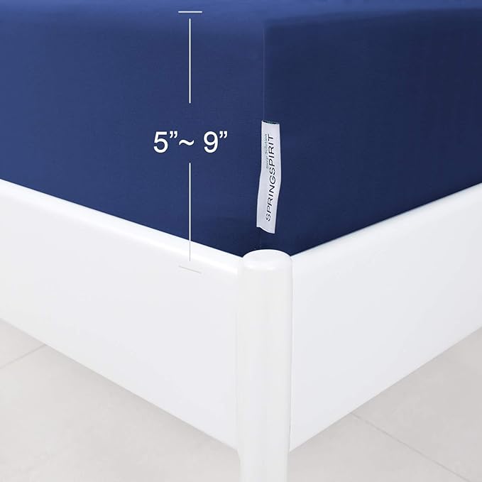 Box Spring Cover Twin Size with Smooth and Elastic Woven Material, Alternates for Bed Skirt, Wrinkle & Fading Resistant, Washable, Dustproof, Navy