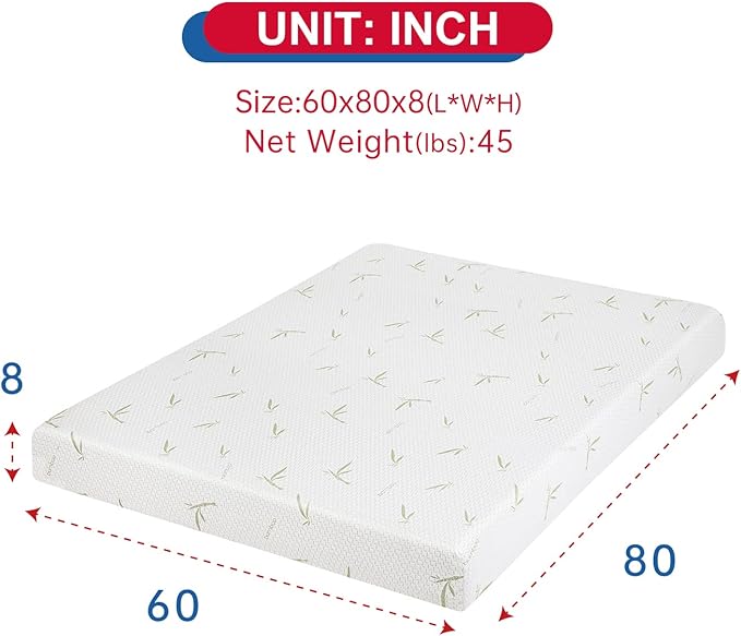 BestMassage | 8 Inch Queen Mattress | Gel Memory Foam | Medium Firm Feel | White | Bed in a Box, CertiPUR-US Certified | Pressure Relief, Cooling Ventilated Foam | Breathable Knit Cover