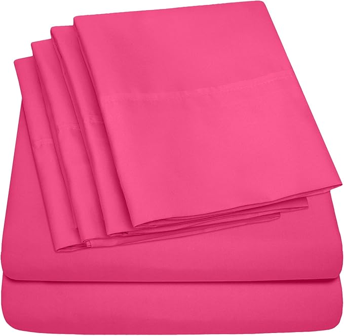 Sweet Home Collection 6 Piece Bed Sheet Set, Twin, Fuschia