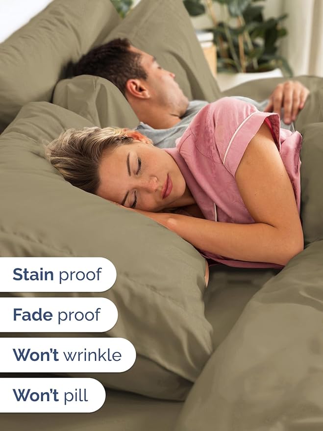 Extra Deep Twin Sheet Set - 4 Piece Breathable and Cooling Sheets - Hotel Luxury Bed Sheets Set - Easy & Secure Fit - Soft, Wrinkle Free and Comfy Sheets Set - Khaki Sheet Set with Extra Deep Pockets