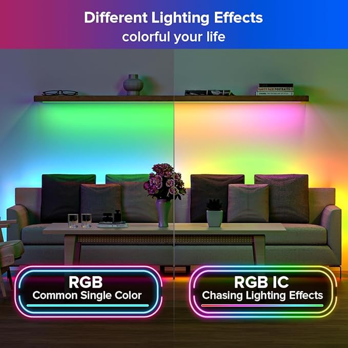 SEZO WS2812B LED Strip Light 16.4FT 30Pixel/M 150LEDs DC5V Individual Addressable LED Strip SMD5050 RGB Dream Color Programmable LED Light Strip Flexible IP65 Waterproof Black PCB