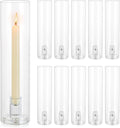 Glass Hurricane Candle Holder: 11.8" Tall Candlestick Holder Bulk with Cylinder Windproof Cover Set of 10 Clear Taper Candle Holders for Wedding Party Birthday Christmas Decor