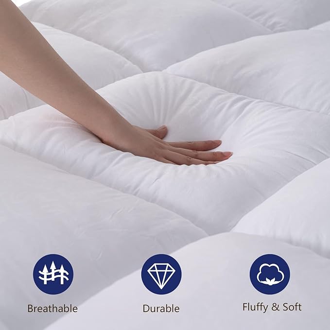 Marine Moon Mattress Topper Twin Plush Pillow Top Mattress Pad/Bed Topper, Fluffy Mattress Pad, Hotel Quality Down Alternative Pillow Topper