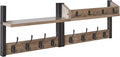 YMYNY 31.5" Coat Rack Wall Mount with Shelf, 4 in 1 Key and Coat Hanger with 12 Metal Hooks, Wall Shelf with Hooks & Mail Holder for Living Room, Bedroom, Silver Gray, HWS007Y-2