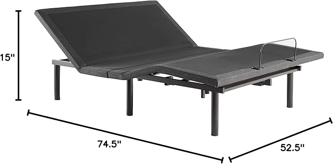 Lucid L600 Adjustable Bed Base Frame - Full Size - Zero Gravity - Bluetooth - Companion App - Head and Foot Incline - Interactive Dual Massage - Under Bed Lighting - Wireless Remote - Dual USB Ports