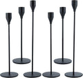 Black Taper Candle Holders Set of 6, Metal Candlestick Holders for Table or Mantel Decor Centerpiece, Candle Stick Holder Decor for Wedding, Dinning, Party or Anniversary