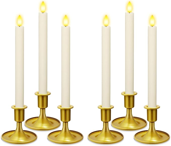 Candlestick Holders 6 PCS Short Metal Taper Candle Holders, KSWING Gold Candle Stick Holders Set, Perfect for Table Centerpiece Mantel Party Wedding Christmas Home Decor, Set of 6